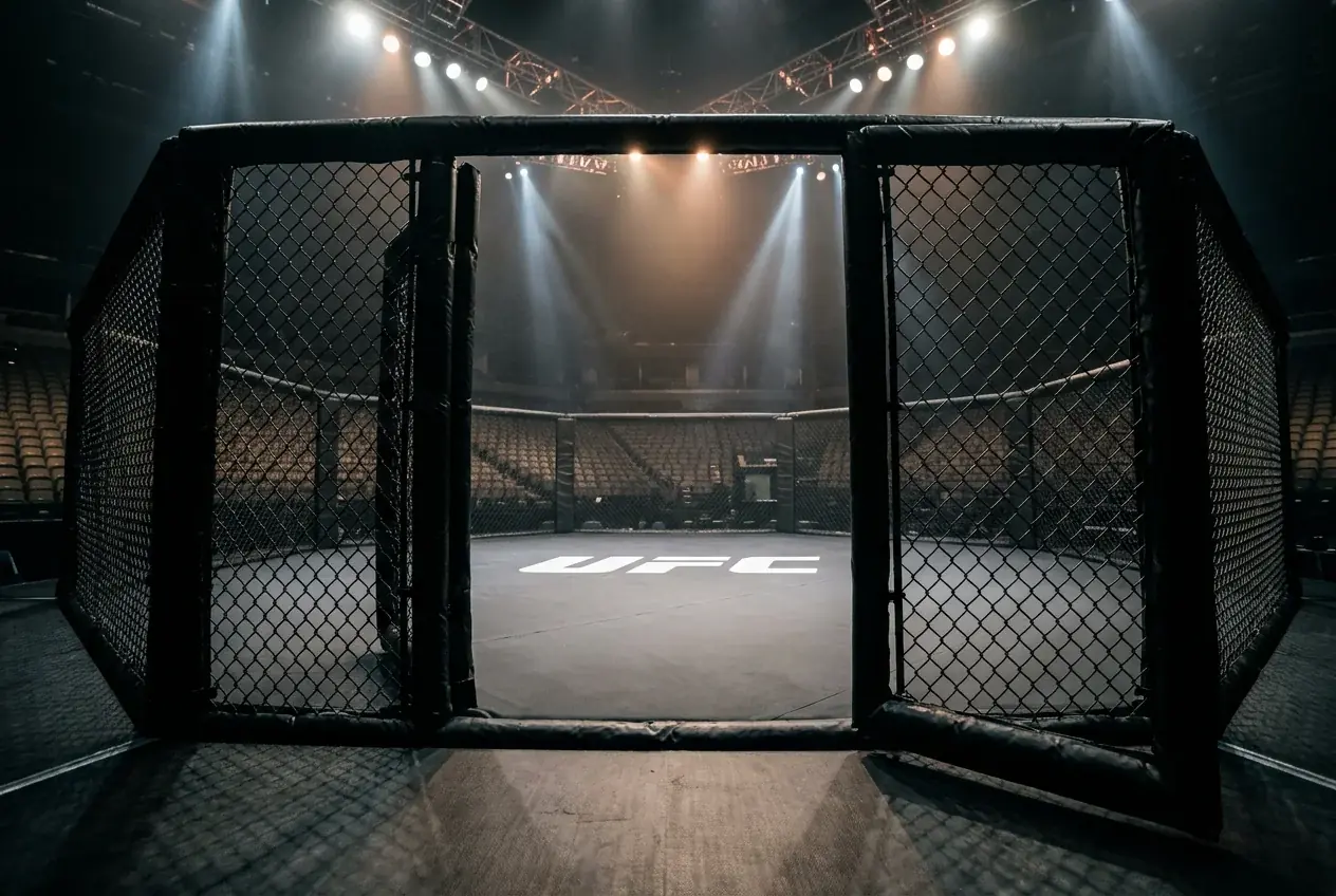 UFC octagon with betting odds overlay for UK punters